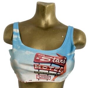 Unique Retro MCM Inspired STARS MOTEL CROP TOP Size Medium